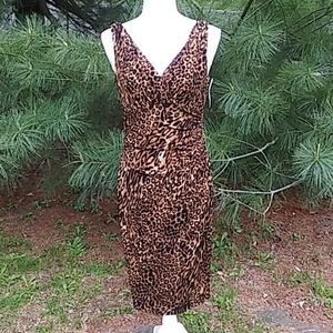 New Directions Animal Print Faux Wrap Dress